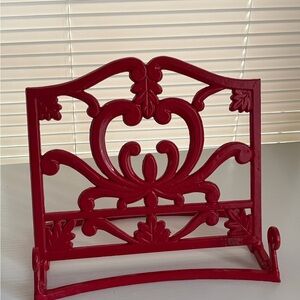 Red Decorative Cast Iron Cookbook Stand